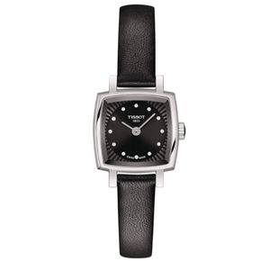 Nwot Tissot Lovely Square Stainless and black leather Quartz Womens Watch